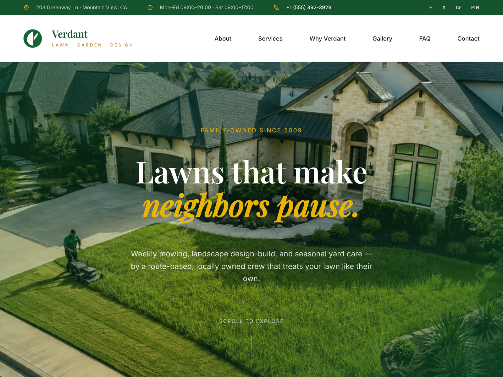 Landscaping landing page mockup