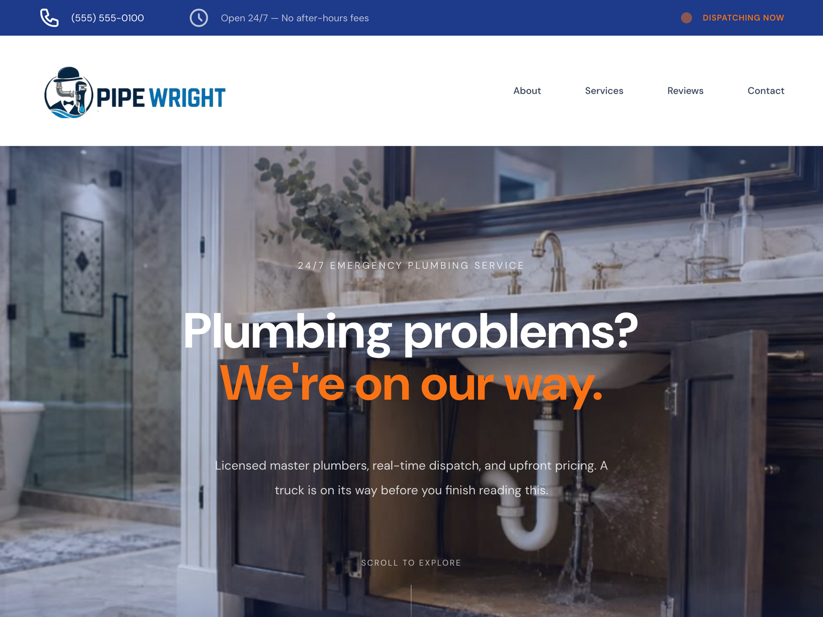 Plumbing landing page mockup