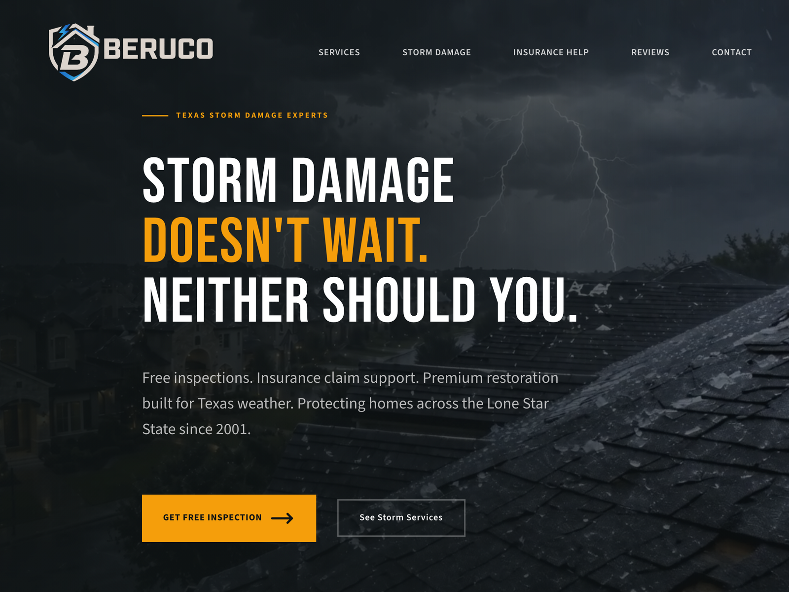 Roofing landing page mockup